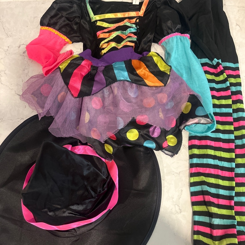 Colorful Striped Kids Witch Costume